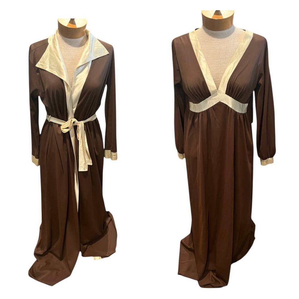 Vintage Barad Womens Robe & Nightgown Brown 60s/70s Two Tone Size S/M